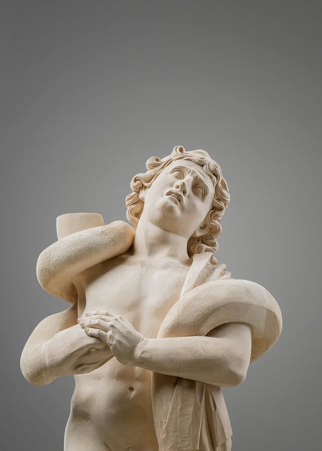 Embraced youth, detail — Wood