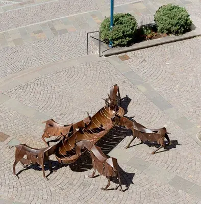 Goats on the Bowl — Corten steel · 500 cm